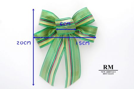 شريط معدني أخضر مخطط 5 حلقات ربطة شريط_BW637-W865-2
